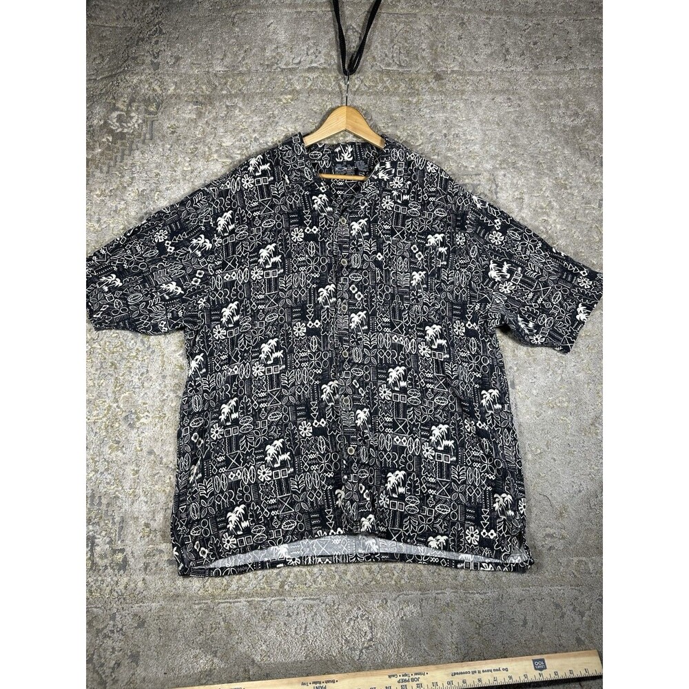 Vintage OP Sport Hawaiian Shirt Men  XXL Black White Tribal